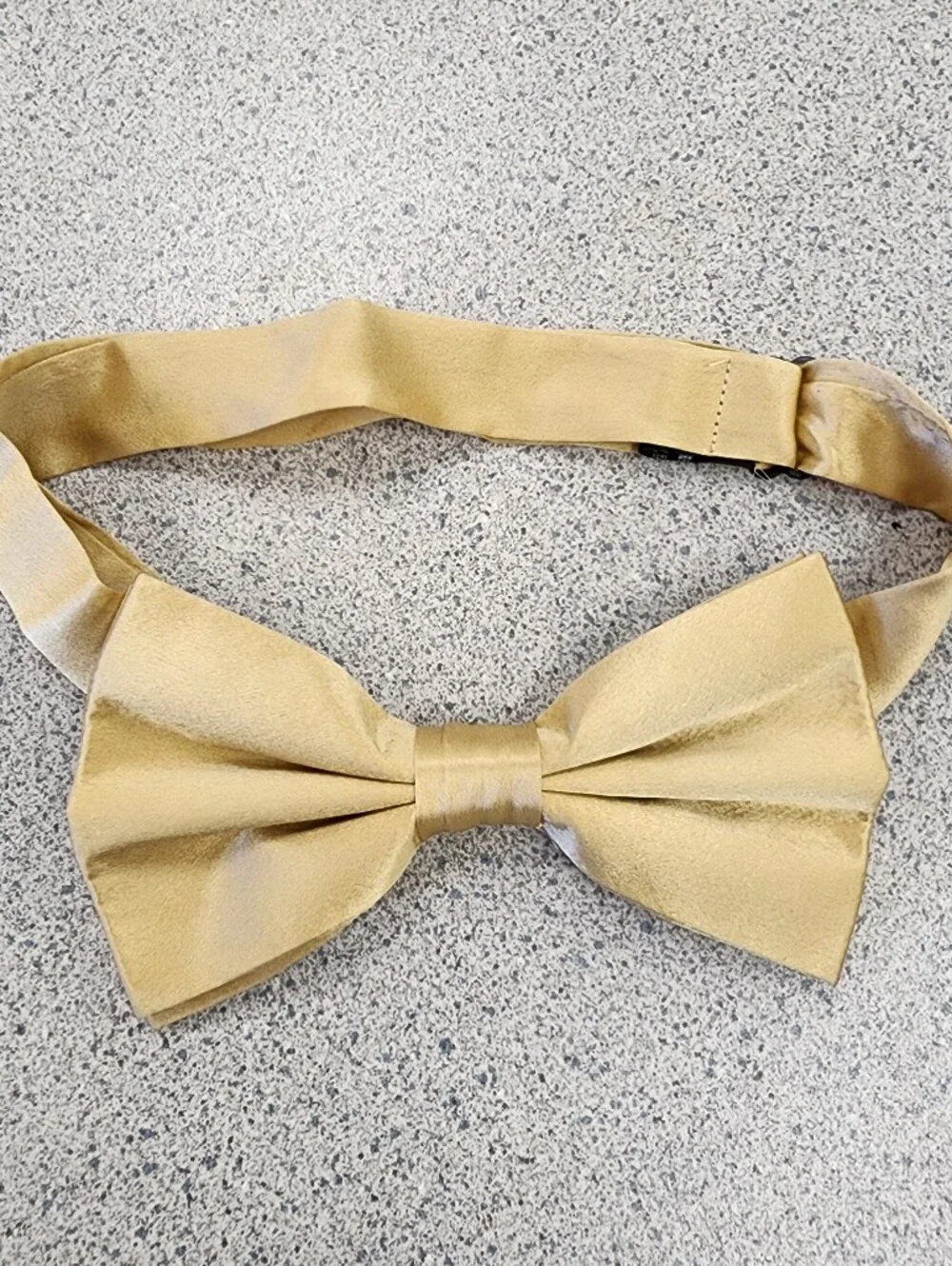 Metallic Gold Satin Pre-Tied Adjustable Bow Tie Formal Wear
